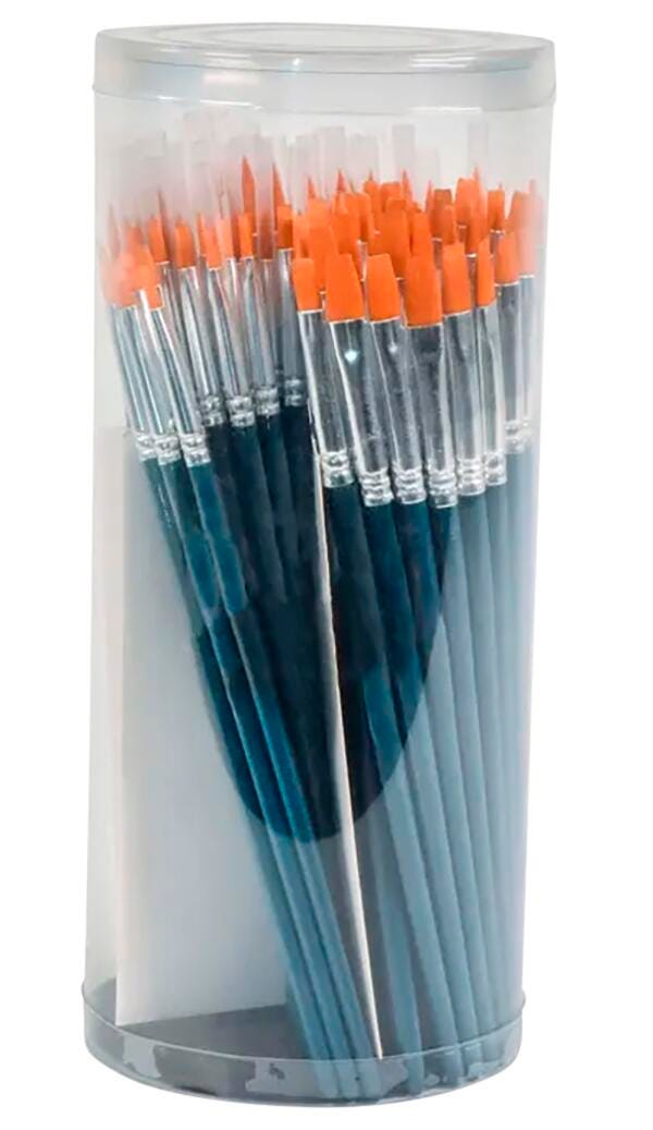 Sax Silk Golden Taklon Paint Brushes, Flat & Round Types, Assorted Sizes, Set of 108 402752